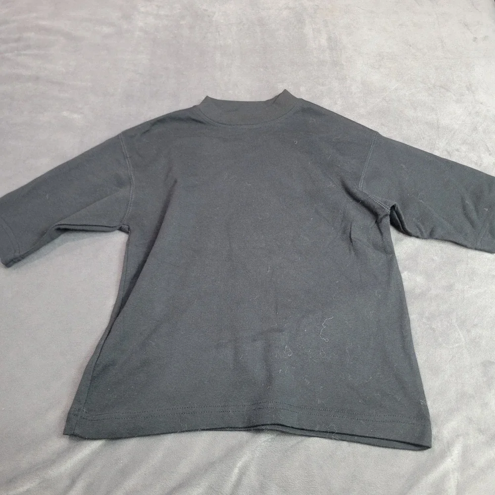 Fresno American Heritage Girls Medium Black Mock Neck‎ Short Sleeve Cotton Shirt